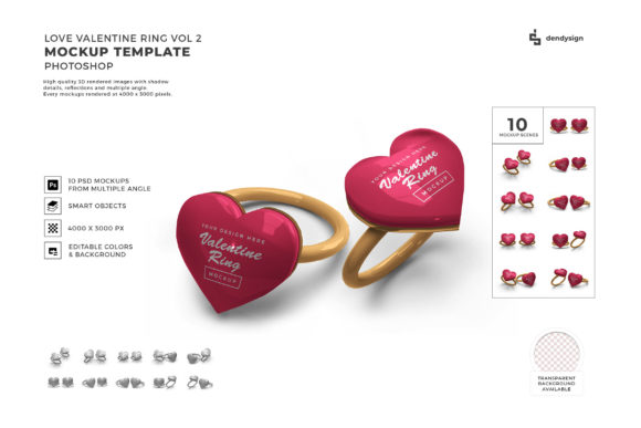Heart Valentine Ring 3D Mockup Bundle 2