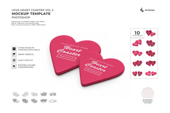 Love Heart Coaster 3D Mockup Bundle 2: Elevating Brand Presentation with Precision