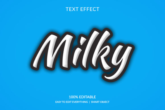 Milky 3d White Black Stroke Text Effect