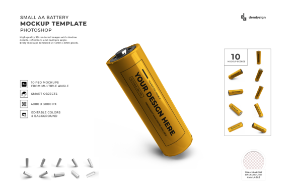 Small AA Battery 3D Mockup Set Bundle