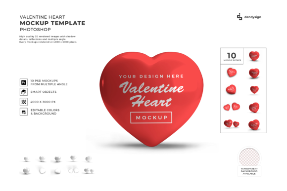 Valentine Heart 3D Mockup Bundle