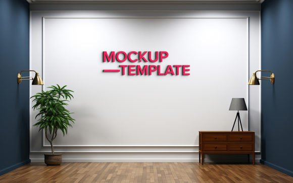 Wall Indoor 3d Logo Mockup